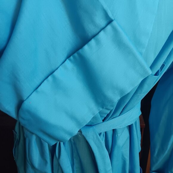 Large Vintage 70's Turquoise Penneys Towncraft Mens Bath Robe Belted Dacron Mod - Picture 4 of 6